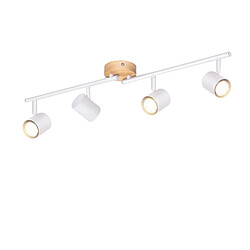 NETTLIFE Plafonnier LED 4 flamme - Blanc Plafonnier GU10 Spot pivotant Applique murale en bois Spot mural pour salon chambre Sans ampoule