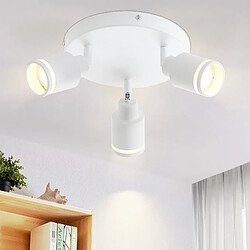 NETTLIFE Plafonnier Blanc moderne : 3 spots de plafond orientables en métal, plafonnier GU10, pour chambre, salle à manger, sans ampoule