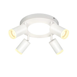 NETTLIFE Spot de plafond 4 ampoules rond 20W 3000K GU10 installation facile blanc chaud orientable 350° moderne