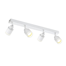 NETTLIFE Plafonnier Blanc moderne : 4 spots de plafond orientables en métal, plafonnier GU10, pour chambre, salle à manger, sans ampoule