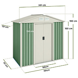 Acheter Wasabi Abri de Jardin Métal 2,43m2 Nybro – Porte coulissante double - Grilles de ventilation