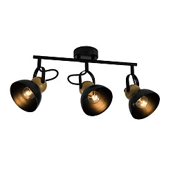 NETTLIFE Spot de plafond vintage noir E27 orientable 350° lampe de couloir rétro métal industriel 3 flammes