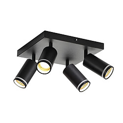 NETTLIFE Spot de plafond noir 4 ampoules moderne spot GU10 spots orientable intérieur métal