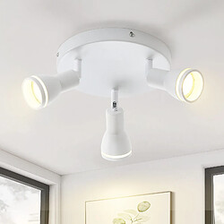 NETTLIFE Plafonnier Blanc moderne : 3 spots de plafond orientables en métal, plafonnier GU10, pour chambre, salle à manger, sans ampoule