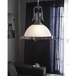 Beliani Lampe suspension EBRON - Verre Blanc