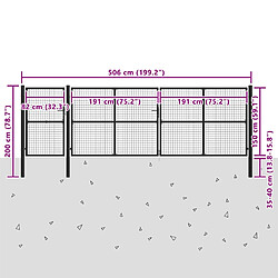 vidaXL Portail jardin acier 500x150 cm - Anthracite pas cher