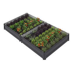 Idmarket 2 carrés potager métal gris 90