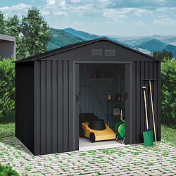 Wasabi - Abri de Jardin Métal 8,08m2 Light Anthracite - Porte coulissante double - Grilles de ventilation