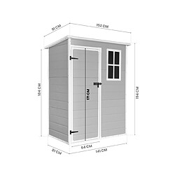 Acheter Wasabi - Abri de Jardin en Résine Unit 1.4 avec fenêtre - 1,37m2 - Inclut le Sol - Toit plat - Gris Blanc - Cabane extérieur
