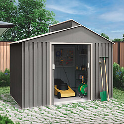 Wasabi - Abri de Jardin Métal 5,44m2 Latte - Couleur métallisée résistante - Avec Fenêtre - Porte coulissante double