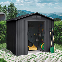 Wasabi - Abri de Jardin Métal 5,27m2 Light Anthracite - Porte coulissante double - Grilles de ventilation