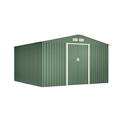 Wasabi - Abri de Jardin Métal 10,2m2 Light Green – Porte coulissante double - Grilles de ventilation - Cabane extérieur - Cabanon rangement et stockage