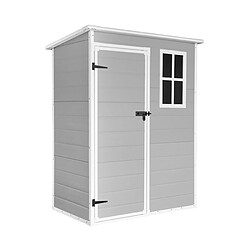 Wasabi - Abri de Jardin en Résine Unit 1.4 avec fenêtre - 1,37m2 - Inclut le Sol - Toit plat - Gris Blanc - Cabane extérieur