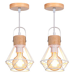 Stoex Luminaire Suspension Bois - Blanc