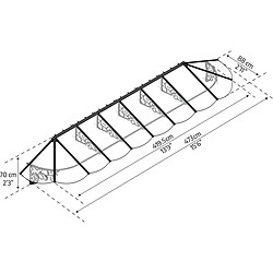 Canopia By Palram Marquise de porte en aluminium et polycarbonate Lily 473 x 88 cm