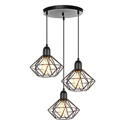 Stoex Plafonnier Rétro 3 Lumières - Ø20CM Lustre métallique - E27 max 60W - Design rétro - Abat-jour 20 cm - Noir