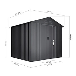 Acheter Wasabi - Abri de Jardin Métal 5,27m2 Light Anthracite - Porte coulissante double - Grilles de ventilation