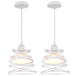 Stoex Lustre Rétro en Métal 2PCS 20CM - Blanc Lustre rétro en métal - Douille E27 - Diamètre 20 cm - Blanc