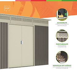 Avis Wasabi - Abri de Jardin Métal 13,22m2 Coffee – Avec Bûcher - Porte coulissante double - Toit plat - Grilles de ventilation