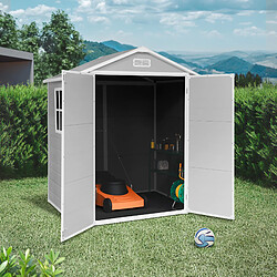 Wasabi - Abri de Jardin en Résine Aqua 2.6 avec fenêtre - 2,39m2 - Inclut le Sol - Grande Porte Double - Gris Blanc
