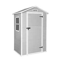 Wasabi - Abri de Jardin en Résine Aqua 1.4 avec fenêtre - 1,37m2 - Inclut le Sol - Toit à pignon - Gris Blanc