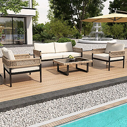 Ensemble salon de jardin Merax - 4 pcs cadre acier - Reconditionné
