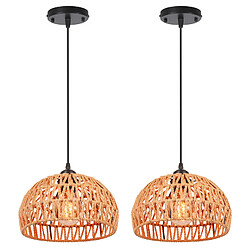 Stoex Plafonnier Rétro en Corde de Chanvre (2X) - Noir Ø25CM