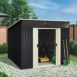 Wasabi - Abri de Jardin Métal 6,6m2 Stark avec Fenêtre - Porte coulissante double - Toit plat - Cabane extérieur - Cabanon rangement et stockage