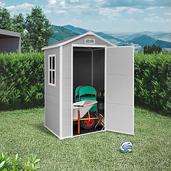Wasabi - Abri de Jardin en Résine Aqua 1.4 avec fenêtre - 1,37m2 - Inclut le Sol - Toit à pignon - Gris Blanc