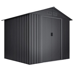 Wasabi - Abri de Jardin Métal 5,27m2 Light Anthracite - Porte coulissante double - Grilles de ventilation