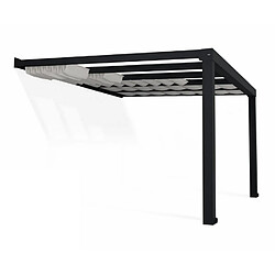 Canopia By Palram Stores Toit Pergola Stockholm 3.4 x 3.7 m Stores de toit - Polyester résistant UV - Facile à installer - Quincaillerie incluse - Effet lin blanc