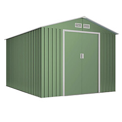Wasabi - Abri de Jardin Métal 8,08m2 Light Green – Porte coulissante double - Grilles de ventilation - Cabane extérieur