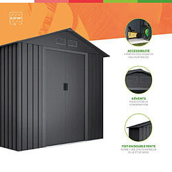 Avis Wasabi - Abri de Jardin Métal 5,27m2 Light Anthracite - Porte coulissante double - Grilles de ventilation