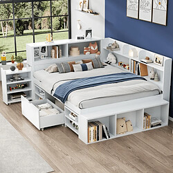 Acheter KOMHTOM Lit d'enfant 140x200 cm - Avec rangement - Blanc