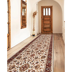 RUGSX Tapis de couloir NAIN Ornement, fleurs 6999 51063 beige bordeaux 100cm 100x200 cm