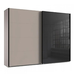 Inside 75 Armoire 2 portes coulissantes TILBURG 270 cm gris Sahara verre noir et graphite