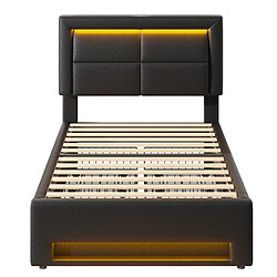 KOMHTOM Lit rembourré 90x190 cm - USB - LED - Noir pas cher