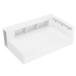KOMHTOM Lit d'enfant 90x200 cm avec rangement - Blanc pas cher