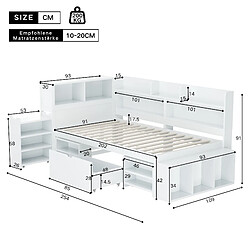 Avis KOMHTOM Lit d'enfant avec rangements - Blanc - 90x200 cm
