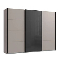 Inside 75 Armoire 3 portes coulissantes TILBURG 270 cm gris Sahara verre noir et graphite