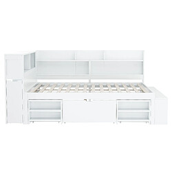 KOMHTOM Lit d'enfant 140x200 cm - Avec rangement - Blanc pas cher