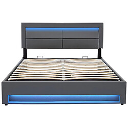 KOMHTOM Lit Rembourré 160 x 200 cm avec USB et LED Gris pas cher