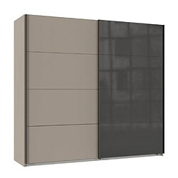 Inside 75 Armoire 2 portes coulissantes TILBURG 225 cm gris Sahara verre noir et graphite