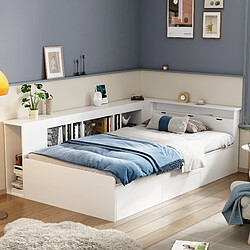 Acheter KOMHTOM Lit d'enfant 90x200 cm avec rangement - Blanc