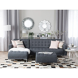 Beliani Canapé angle droite convertible en tissu gris foncé 4 places ABERDEEN