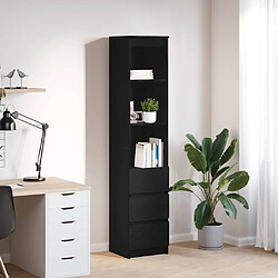 vidaXL Buffet haut - Chêne noir Buffet en bois d'ingénierie - 37,5 x 35 x 180 cm - 3 tiroirs - 3 étagères - Capacité 60 kg
