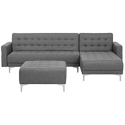 Beliani Canapé angle gauche convertible en tissu gris clair 4 places avec pouf ABERDEEN