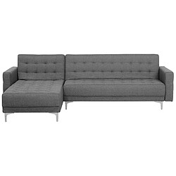 Beliani Canapé angle droite convertible en tissu gris 4 places ABERDEEN