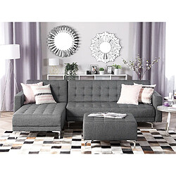 Beliani Canapé angle droite convertible en tissu gris 4 places ABERDEEN