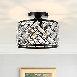 Stoex Plafonnier Moderne Noir Luminaire Plafonnier En Cristal Lampe De Plafond Rétro Vintage Pour Cuisine Salon Salle De Bain Porche
